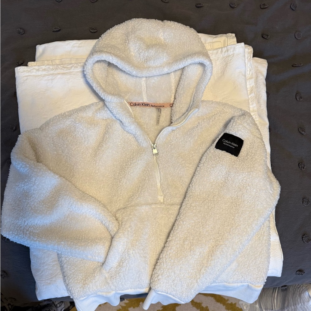 Calvin Klein Cream Sherpa Pullover